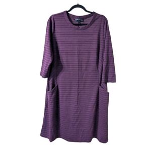 Lane Bryant Burgundy Striped Pocket Midi Dress, Size 14/16